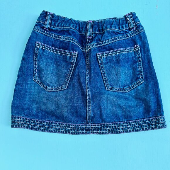 Gymboree Denim Skirt with Blue Pink Embroidery Girls Size 8 Adjustable Waist - Picture 4 of 4